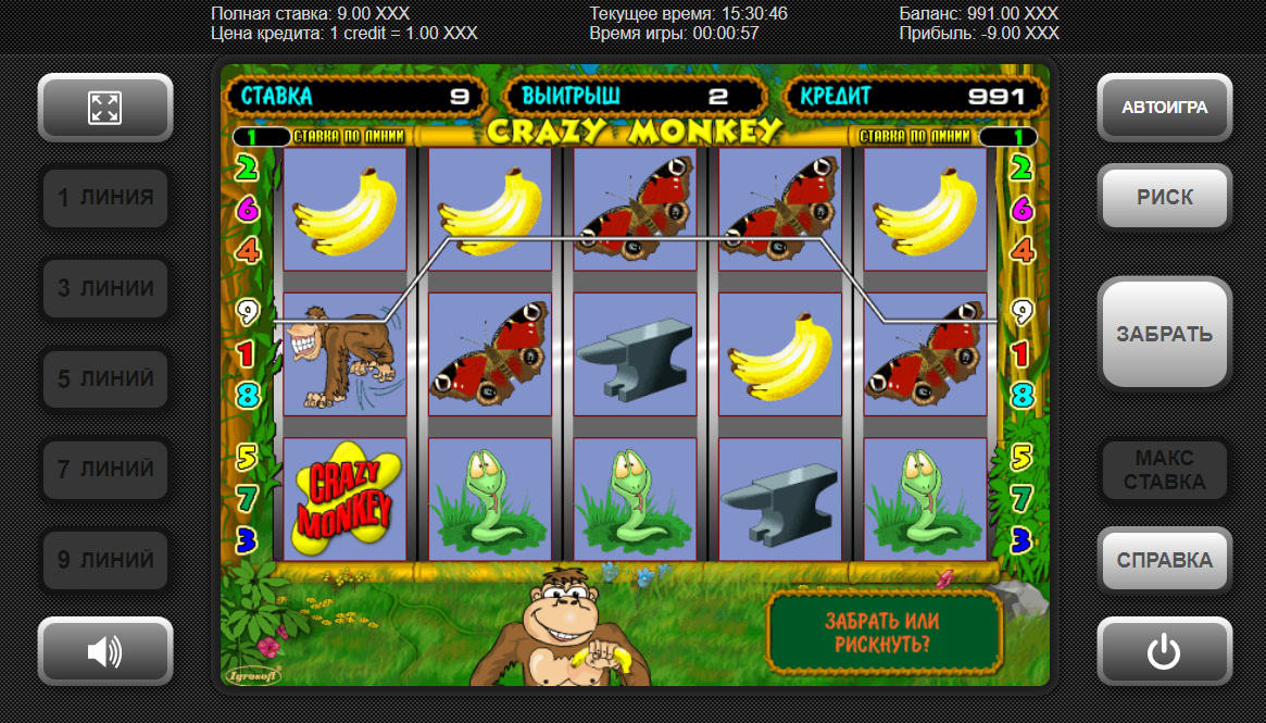 Изображение игрового автомата Crazy Monkey